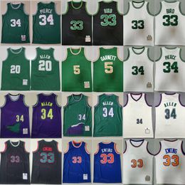 Men Retro Basketball Ray Allen Throwback Jersey 20 Vintage Kevin Garnett 5 Patrick Ewing 33 Paul Pierce 34 Green White Black Purple Blue Team Colour Sport
