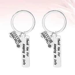 Keychains 2pcs Safe Driving Gift Letter Printing Key Holder School Bus Pendant Alloy Rings Craft Ornaments