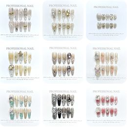 Handmade XS S M L Square False Nail Tips Glittery Rhinestone Press On Nails Y2K Reusable XXL Long Coffin Fake Nail 10pcs/set