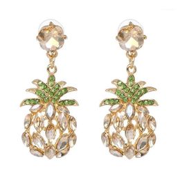 Qiaose Crystal Rhinestone Pineapple Dangle Drop Earrings for Women Fashion Jewelry Boho Maxi Collection Earrings Accessories1298B