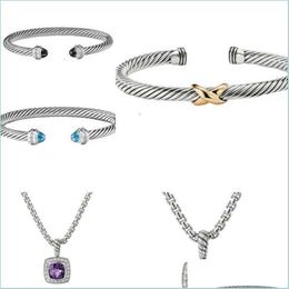 silver torque bangle Necklace Dy Jewelrys Bracelet Sliver Mens Womens Platinum Pearl Head Fashion Versatile Bracelets Jewelr259u