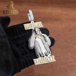 Custom Pass Testter Vvs Moissanite Diamond Iced Out Custom Letter Name Snowman Pendant 925 Silver Fine Jewelry for Men Women