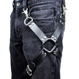 Belts Sexy Men Goth Pastel Pu Leather Garter Belt Waist Straps Harness Bondage Leg Suspenders For Jeans Pants Accessories255i