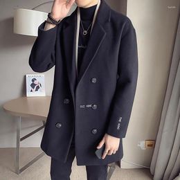 Men's Trench Coats 2024 Autumn And Winter Embroidery Long Wool Coat Men Clothing Jackets Fashion Designer Social