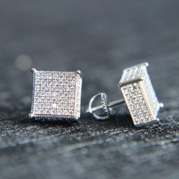 2022 mens big bling ear Jewellery 3 Colours screw back micro pave cz earring for men237g