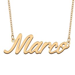 Marco name necklaces pendant Custom Personalised for women girls children best friends Mothers Gifts 18k gold plated Stainless steel