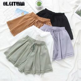 Shorts Summer Chiffon Shorts Skirts for Ladies 2020 Highwaist Versatile Ruffled Loose Wideleg Shorts Women Hot Sale