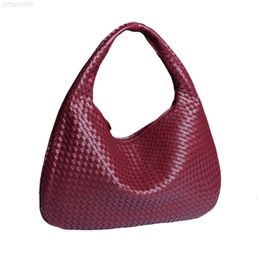 2024 Women Large Leather Hobo Bag Handmade Woven Casual Purses Female Handbags Big Capacity Patchwork Zipper Shoulder Bags