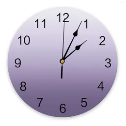 Wall Clocks Purple Gradient Round Clock Modern Design Home Living Room Decoration Children's Kitchen Table