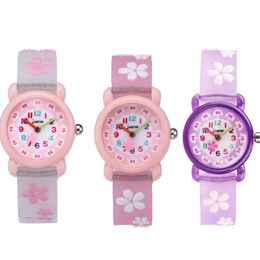 Cartoon Kids Watch Waterproof Cute Cat Cherry Blossom Dial Boy Girl Quartz Watches for Children Birthday Gift Reloj 240226