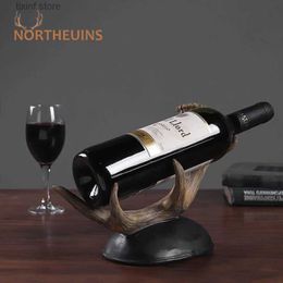 Decorative Objects Figurines NORTHEUINS Resin Antler Wine Rack Decoration Accessories Home Living Dining Room Desktop Decor Bottle Holder Storage Figurines T240