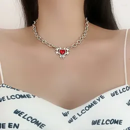 Pendant Necklaces Hip Hop Rhinestone Choker Necklace For Women Vintage Thick Chain Love Heart Zircon Inlaid Jewellery Party Accessory Gift