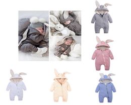 Retail Ins Baby big ears rabbit romper Onepiece Rompers Infant Toddle Onesies Jumpsuits Kids triangular climbing clothes Children6750779