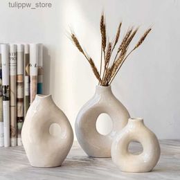 Vases CAPIRON 15cm Decorative Vases Modern Art Ceramic Flower Pot Bedroom Living Room Homeware Interior Decoration Nordic Small Vase L240309