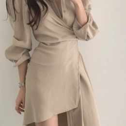 Dress Spring Autumn Temperament Waist dresses for women 2023 Irregular Shirt Dress Aestheticism Harajuku women's One piece dress