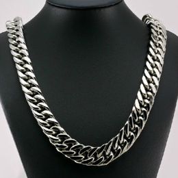 New Style Cool Men Jewelry 15mm 24'' Huge Large Stainless Steel Heavy Chunky Curb Link Necklace Chain for xmas holiday245q