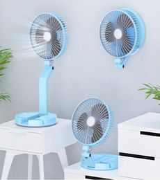 7 inch Multifunction Rechargeable USB Fan LED Lighting Desk Fans Portable Folding Fan with Night Light Rotate Around 180° Adjust6413168