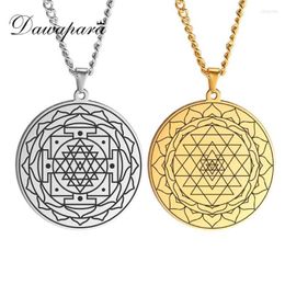 Pendant Necklaces Dawapara Sri Yantra Mandala Sacred Geometry Necklace Chakra Energy Meditation Spiritual Jewellery Stainless SteelP2211