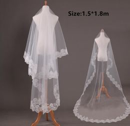 Cheap Wedding veil Soft tulle with Applique Edge 1518m Whiteivory Bridal veils Wedding Accessories voiles de mariage4064940