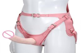 Pink Pu Leather Bdsm Bondage Strap On Dildo Adjustable Strapon Panties Strapless Strapon Harness Lesbian Sex Toy For Women MX200426826223