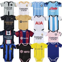 Baby Shirt 2023 Real Madrids Argentina psgEs Baby Soccer Jerseys 23 24 LVP NAPOLI Brazils Inter Barcelona Home Arsen Football Kids CFC Milan city Naples boy Shirt