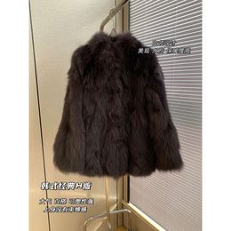2023 Autumn/Winter New Little Gold Buckle Fox Hair Winter Mid Length Fur Coat For Women Thickened 321