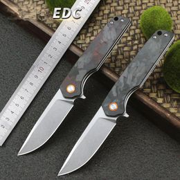 KESIWO GT961 EDC Pocket Folding Knife Ball Bearing Quick Flipper D2 Blade Carbon Fibre Handle Outdoor Camping Hunting Utility Survival Knives
