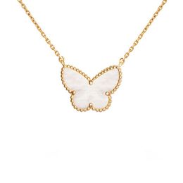 Necklace designer moissanite chain two butterfly fashion plated gold jewelry woman pink blue pendant long necklaces for women zl133 F4