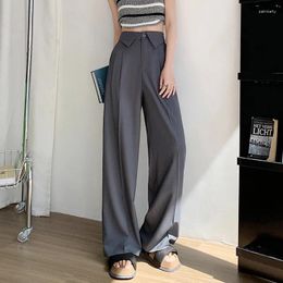 Women's Pants Grey Wide-Leg For Women Spring High Waist Drooping Straight Narrow Loose Casual Black Mopping Suit
