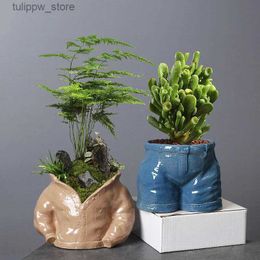 Vases Trousers/clothes Shape Ceramic Vase Desk Decoration Hydroponics Potted Plant Flowers Pots Flower Arrangement Modern Floral Vases L240309