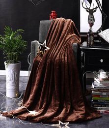 Soft Blanket Coral Fleece Fabric Solid Colour Thick Throw Towel Bedding Sheet Home Travel Blankets1785331