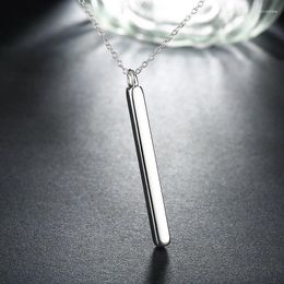 Pendant Necklaces 925 Sterling Silver 18 Inch Straight Square Pillar Necklace For Woman Men Fashion Jewelry Gift