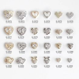 10pcs/lot Valentines Day Heart Love Zircon Crystals Rhinestones Nail Art Jewelry Decorations Nails Accessories Charms Supplies 240301