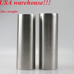 local warehouse20oz straight tumbler sliver skinny tumblers Vacuum Insulated cup stainless steel watter bottle with lids straws245w