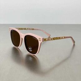 2024 Luxury Designer luxury designer sunglasses New ch0780 Versatile Round Frame Plate Display Face Chain Legs Pink Glasses Sunglasses