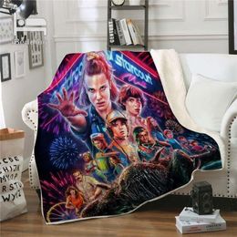 New Horror Movie Stranger-Things Premium Throw Blanket Print on Demand Sherpa Blankets for Sofa Customized DIY Plush Thin Quilt LJ244u