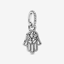 100% 925 Sterling Silver Protective Hamsa Hand Dangle Charms Fit Original European Charm Bracelet Fashion Women Wedding Engagement239s