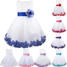 Stage Wear Wedding Birthday Dresses Kids Infant Girls Flower Petals Tulle Gown Formal Christening Pageant Dress Christmas Carnival Costume