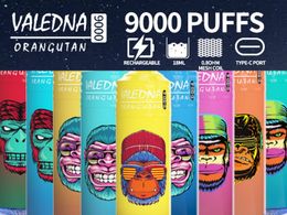 Valedna Vapes 9000 P Banana Ice Disposable Vapour Pen Electronic Cigarettes 14ml Pod 6 Glowing Colours Air-adjustable 5% Vapour pod Oil core separation 9K