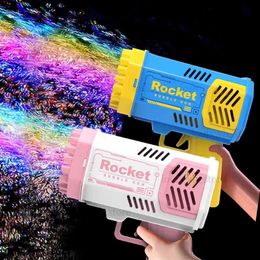 Gun Toys 40 hole electric rocket bubble gun automatic blow Moulding soap making machine childrens toys outdoor wedding fantasy toys boy game gifts T240309