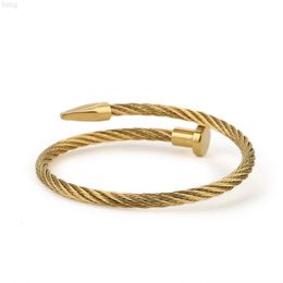 Moge Fashionable Mens Hip Hop Hot Jewelry 4mm Gold Plated Black Stainless Steel Cable Nail Bracelet For Women