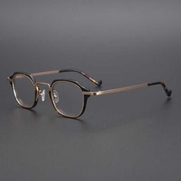 2024 Luxury Designer Top Designers Japanese designer's hand-made small box gold pure titanium embedded plate glasses can be matched with several heights men women