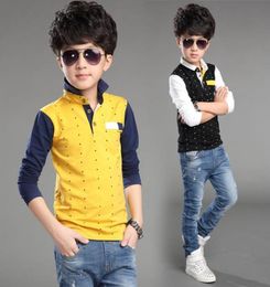 Children039s Wear Summer Tshirts Big Boys Pure Cotton Kids Dot Tshirts Long Sleeved Boys Tops 414 Ages Kids Clothes 8 To 121482959