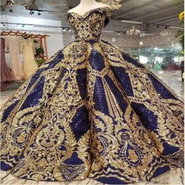 Luxury Gold Sequin Ball Gown Quinceanera dresses Lace Appliqued Party Dress sweetheart Sparkle Sweet 16 vestidos de 15 a os301H