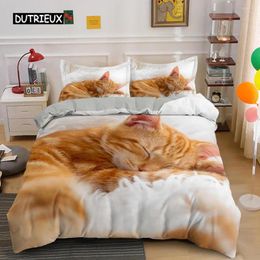 Bedding Sets Lovely Pet Cat Set Animal Printed Covers Single Double King Queen Size Duvet Cover Kitty Pattern Polyester Quilt