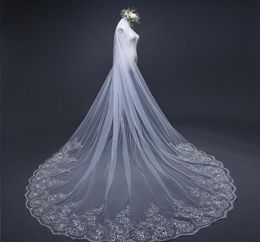 Designer Bridal Veil long tailed wedding dress with 3M wide door width with haircomb 0721078974309