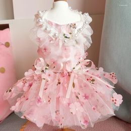 Dog Apparel Puppy Clothes Handmade Lace Flower Bow Sleeveless Wedding Dresses For Small Medium Princess Dress Pet Costumes