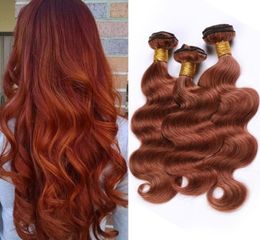Copper Red Peruvian Virgin Hair Extensions Body Wave 33 Dark Auburn Weaves Human Hair Bundles Reddish Brown Remy Hair 3 Bundle De1427970