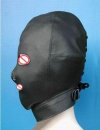 Sex Product Female Soft leather Bondage Mask Hood Open Mouth Eye Headgear Face Mask Adult Bdsm Sex Toy Bed Games Set4443362