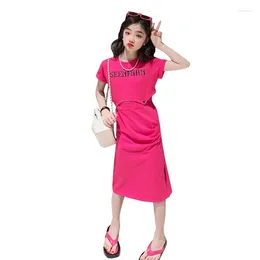 Clothing Sets Summer Korean Teenage Girls Set Fashion Letter Top Long Skirt 2Pcs Children's Outfits Kids 6 8 9 10 12 14 Years Old